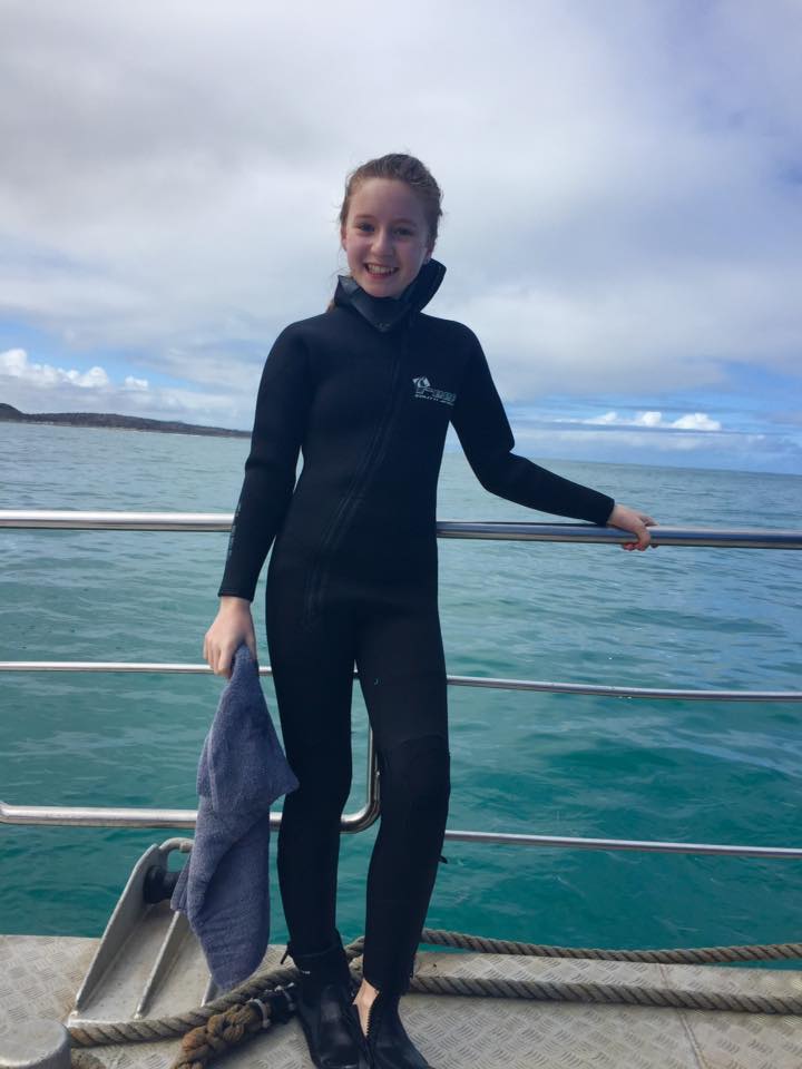 eve fierless shark cage diver